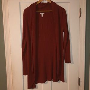 Gorgeous Rust Leith Shawl-collar Ribbed Cardigan